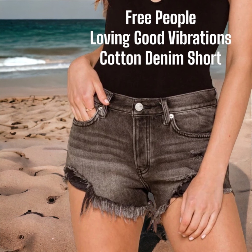 Free People Loving Good Vibrations Cotton Denim Shorts